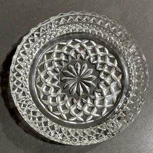 ASHTRAY 60’S ANCHOR HOCKING WEXFORD. VINTAGE, Cut Glass, Round, ~5.25” Across!